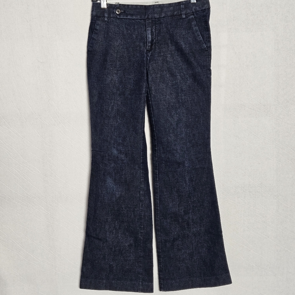 GAP Blue Straight Fit Flare Leg Denim Trouser Jeans Womens Sz 0 stretch regular